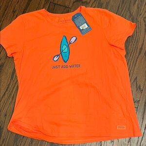 Life Is Good Women's Bright Orange Tee with Kayak Design